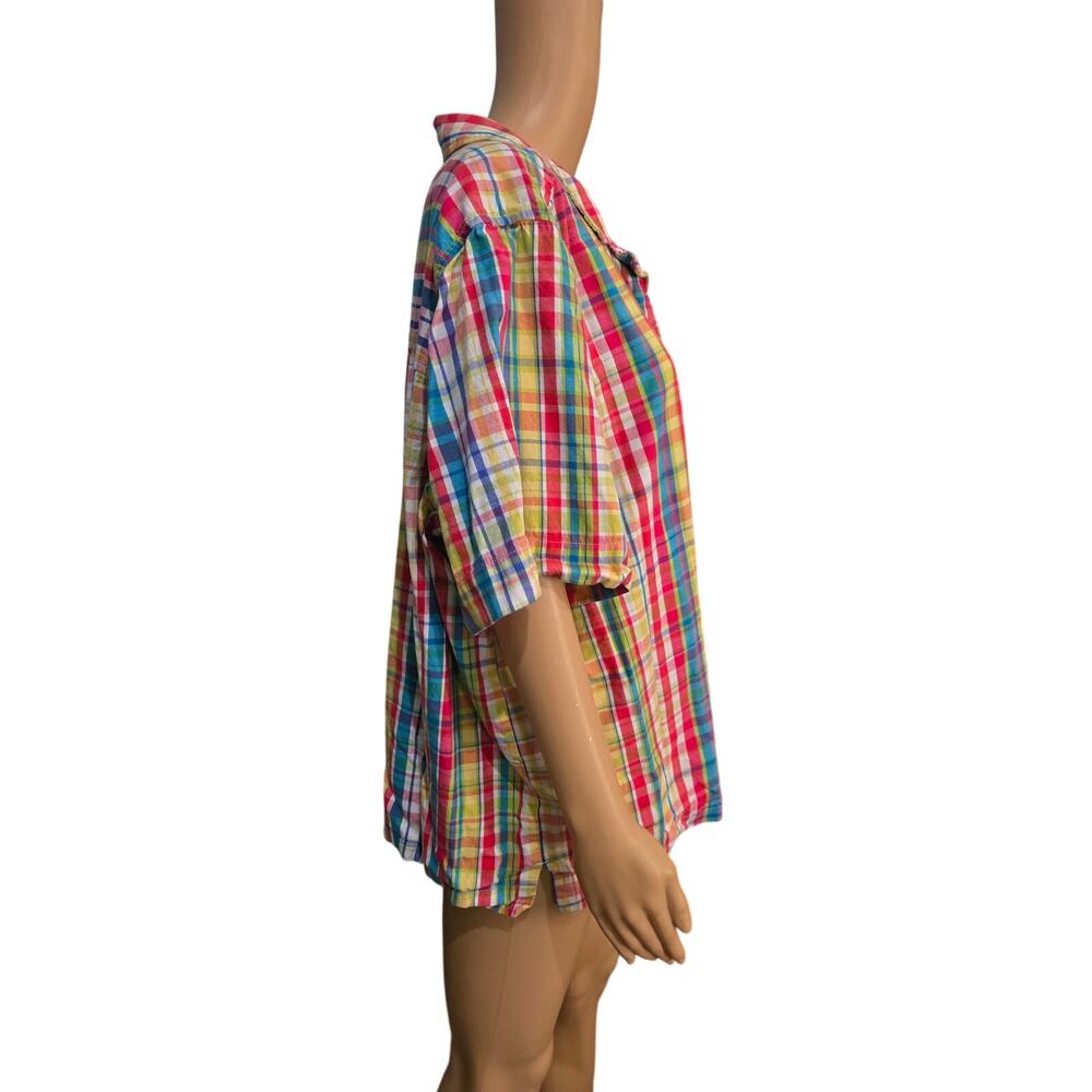 Erika multi color plaid button down 3X - Picture 3 of 5
